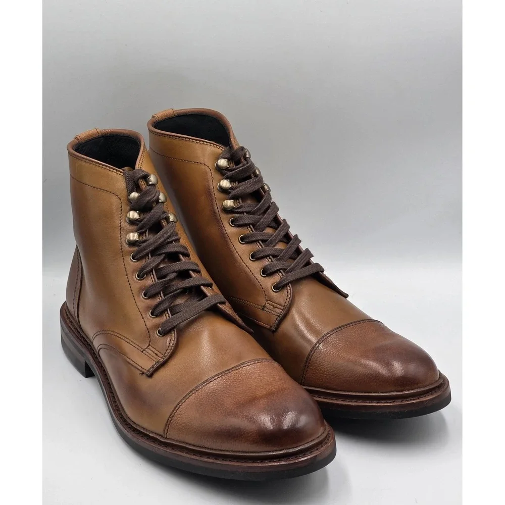 Allen Edmonds Landon Cap Toe Leather Boots Men's 8.5D Walnut USA 3739